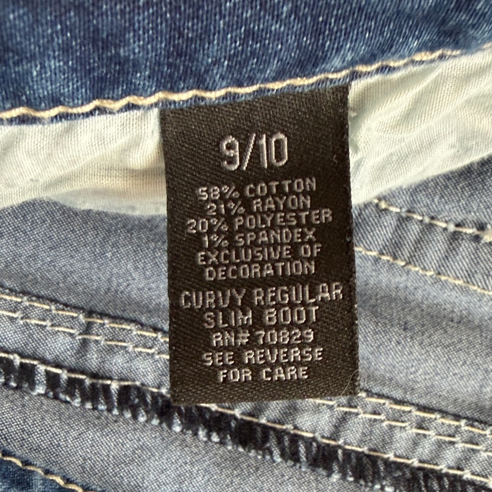 Premier Women's Light Blue Boot Cut embellished Distressed Jeans. Size 9/10 - Picture 6 of 8